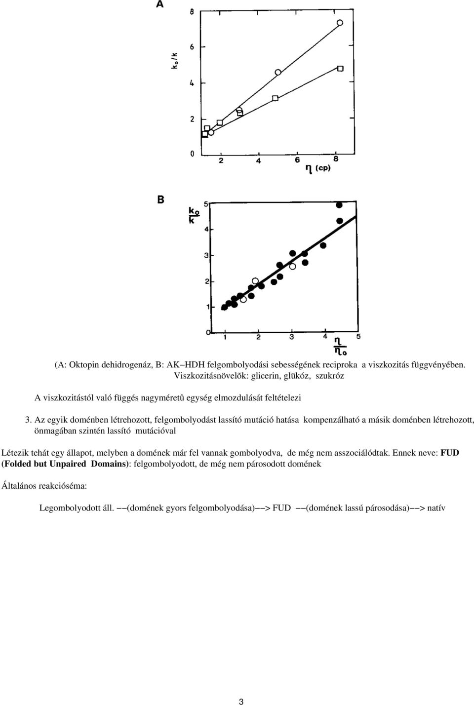 Az egyik doménben létrehozott, felgombolyodást lassító mutáció hatása kompenzálható a másik doménben létrehozott, önmagában szintén lassító mutációval Létezik tehát egy