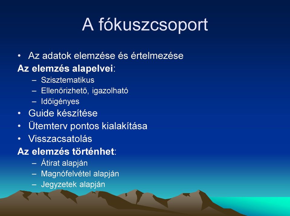 Guide készítése Ütemterv pontos kialakítása Visszacsatolás Az