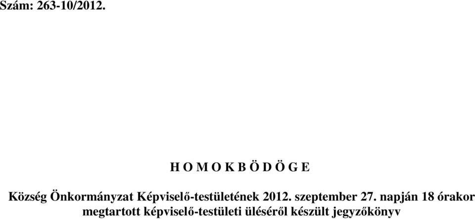 Képviselő-testületének 2012. szeptember 27.
