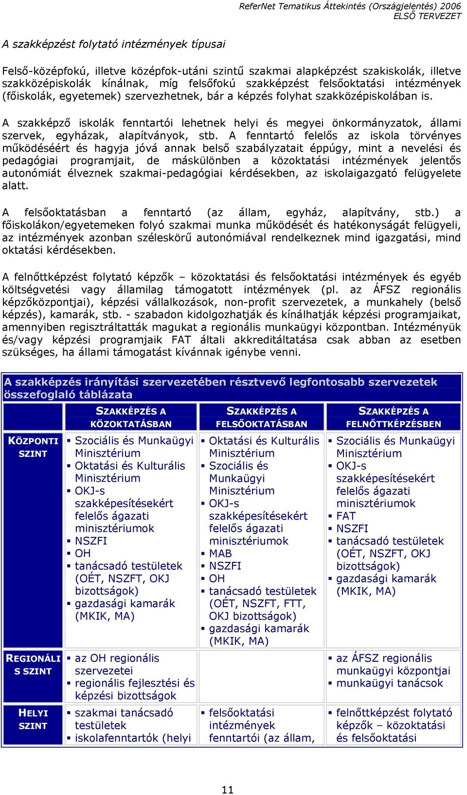 A szakképző iskolák fenntartói lehetnek helyi és megyei önkormányzatok, állami szervek, egyházak, alapítványok, stb.