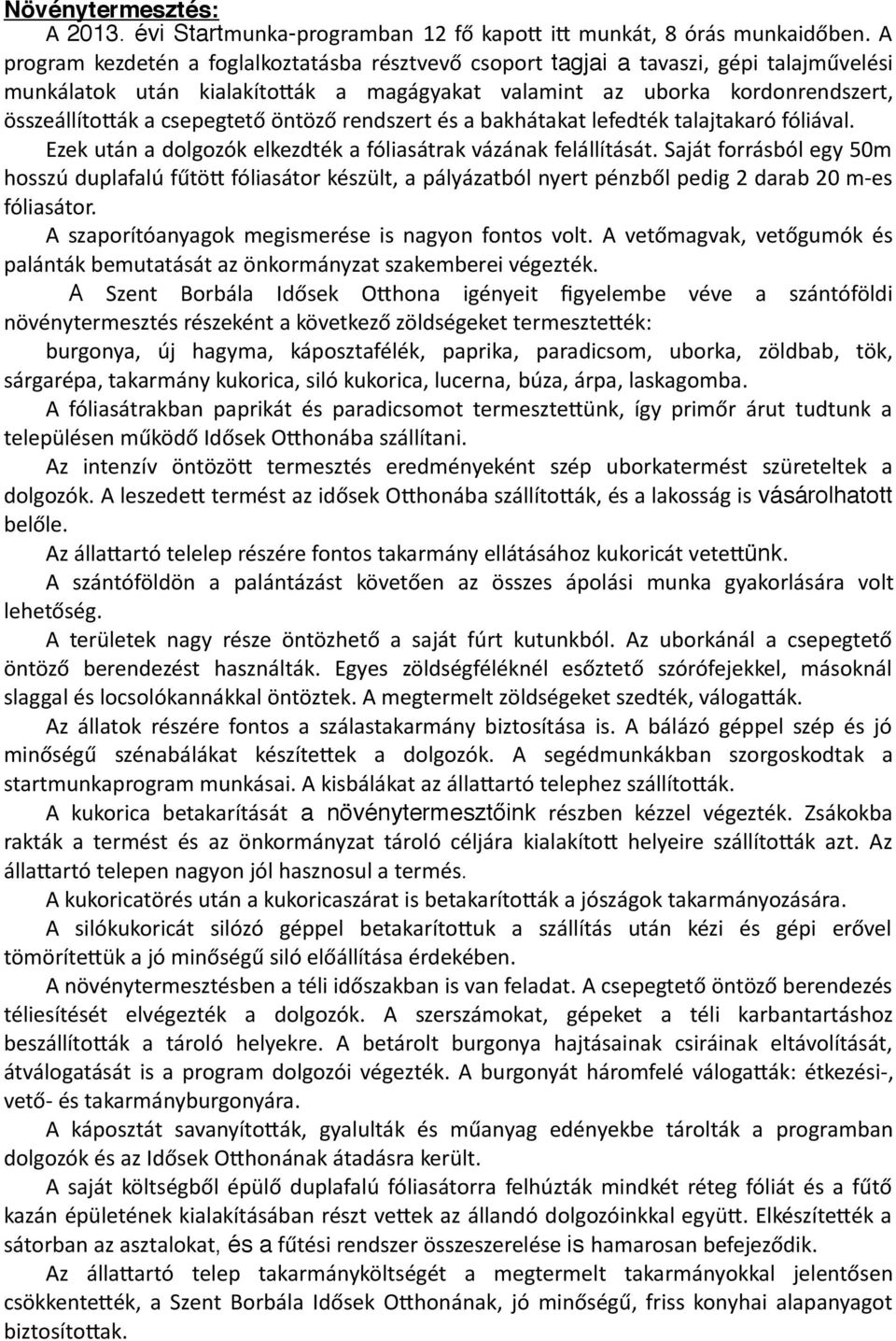 öntöző rendszert és a bakhátakat lefedték talajtakaró fóliával. Ezek után a dolgozók elkezdték a fóliasátrak vázának felállítását.