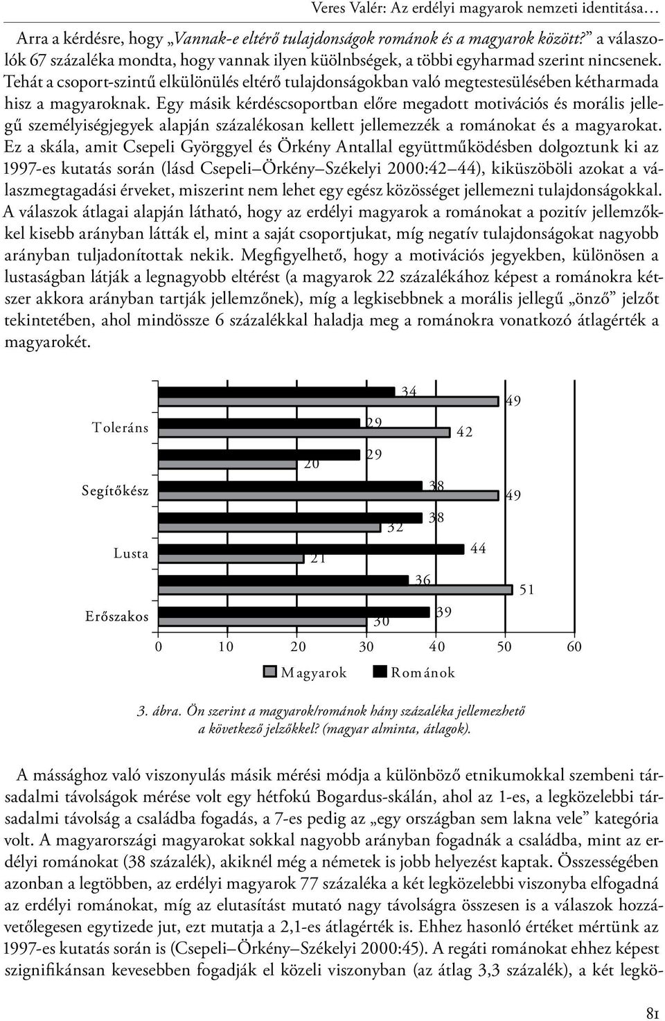 Tehát a csoport-szintű elkülönülés eltérő tulajdonságokban való megtestesülésében kétharmada hisz a magyaroknak.