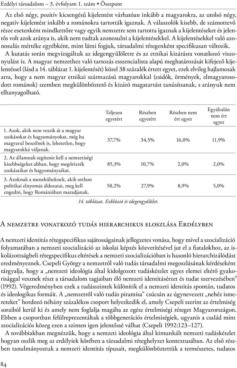 A kijelentésekkel való azonosulás mértéke egyébként, mint látni fogjuk, társadalmi rétegenként specifikusan változik.