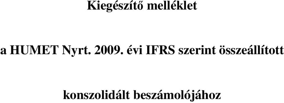 évi IFRS szerint