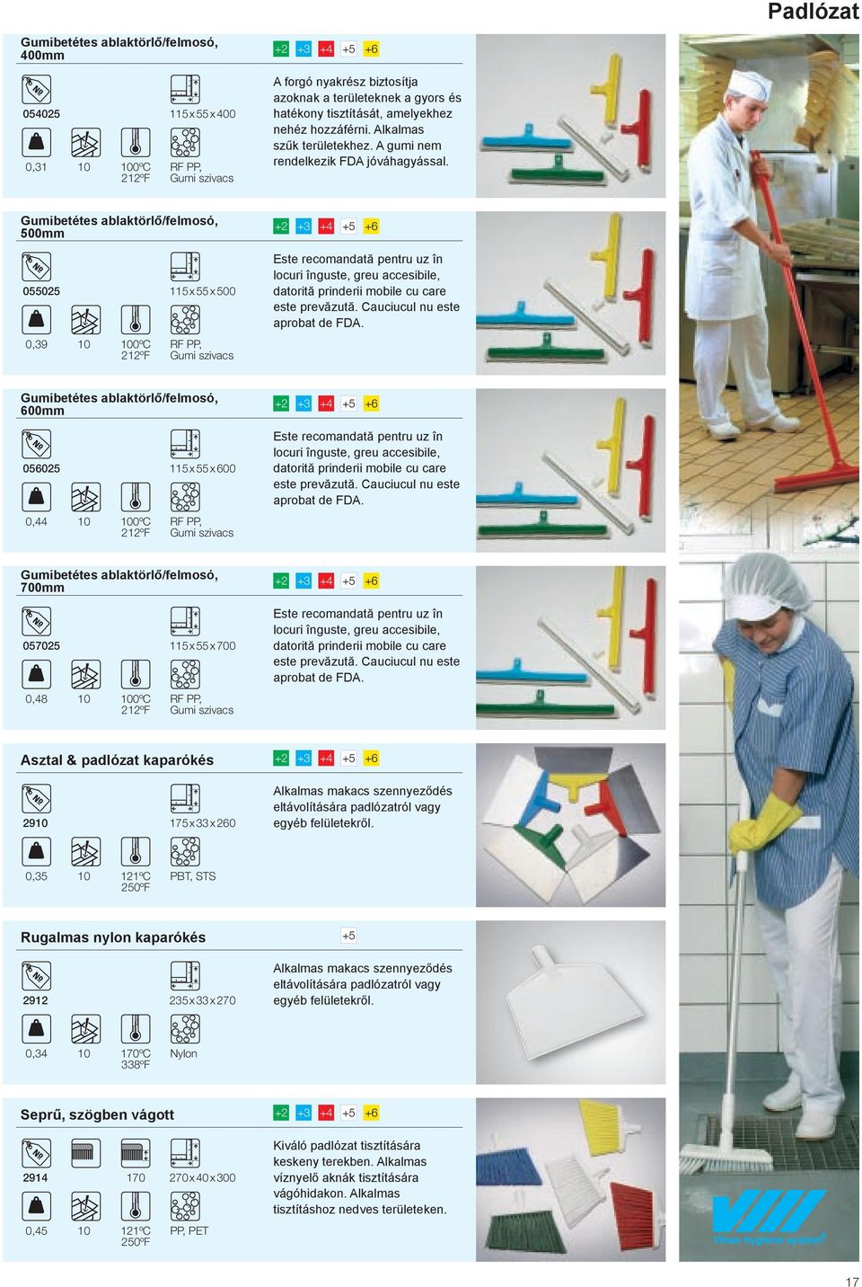 Gumibetétes ablaktörlő/felmosó, 500mm 055025 115 x 55 x 500 0,39 10 100ºC RF, Gumi szivacs Este recomandată pentru uz în locuri înguste, greu accesibile, datorită prinderii mobile cu care este