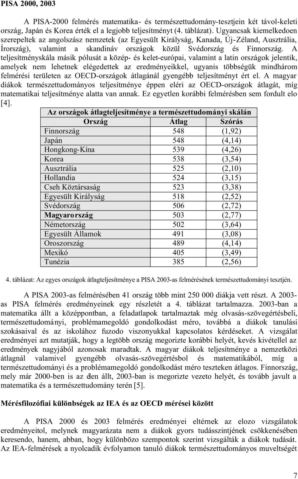 A teljesítményskála másik pólusát a közép- és kelet-európai, valamint a latin országok jelentik, amelyek nem lehetnek elégedettek az eredményeikkel, ugyanis többségük mindhárom felmérési területen az