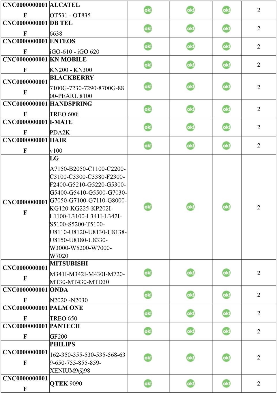 KG10-KG5-KP0I- L1100-L3100-L341I-L34I- S5100-S500-T5100- U8110-U810-U8130-U8138- U8150-U8180-U8330- W3000-W500-W7000- W700 MITSUBISHI