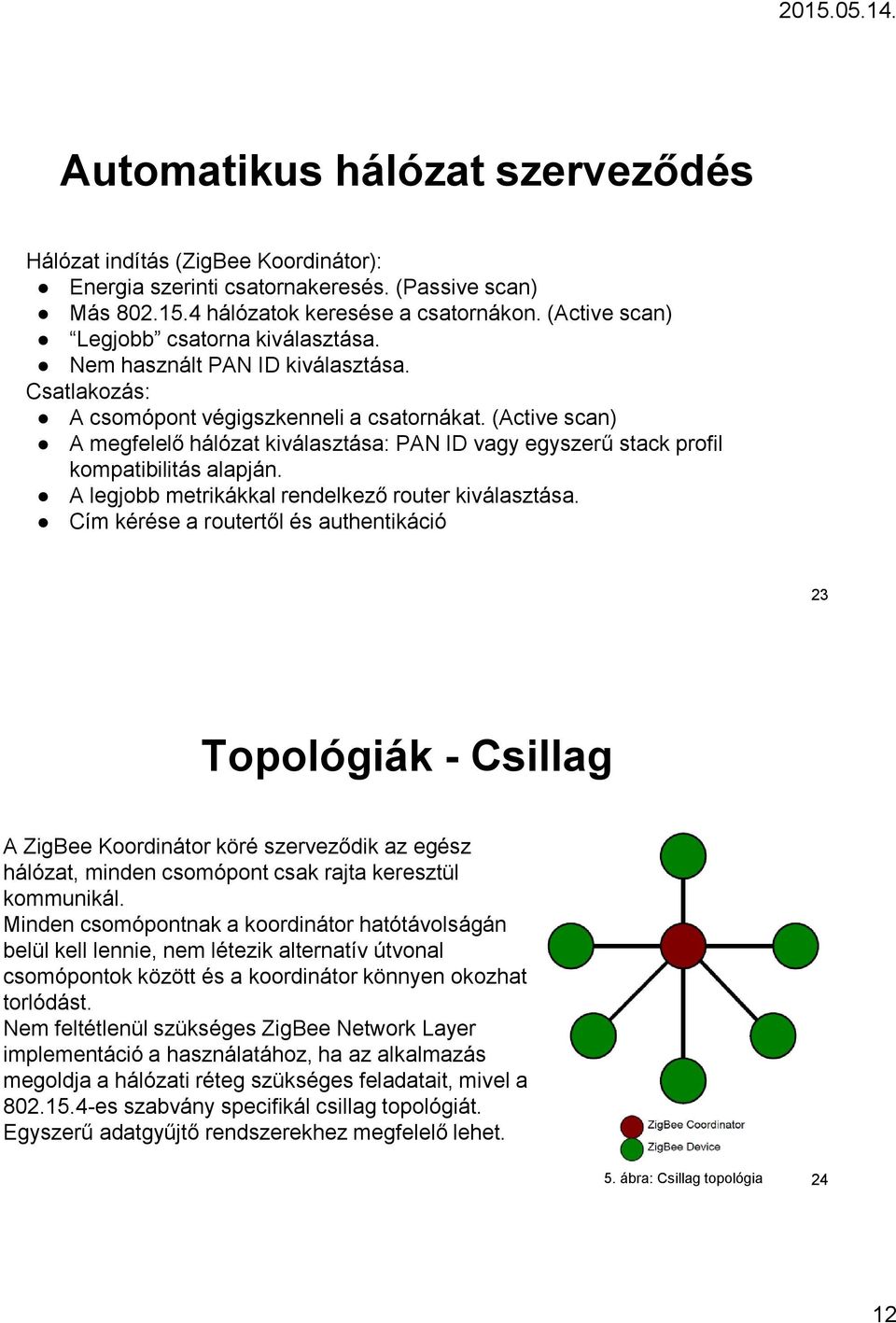 (Active scan) A megfelelő hálózat kiválasztása: PAN ID vagy egyszerű stack profil kompatibilitás alapján. A legjobb metrikákkal rendelkező router kiválasztása.