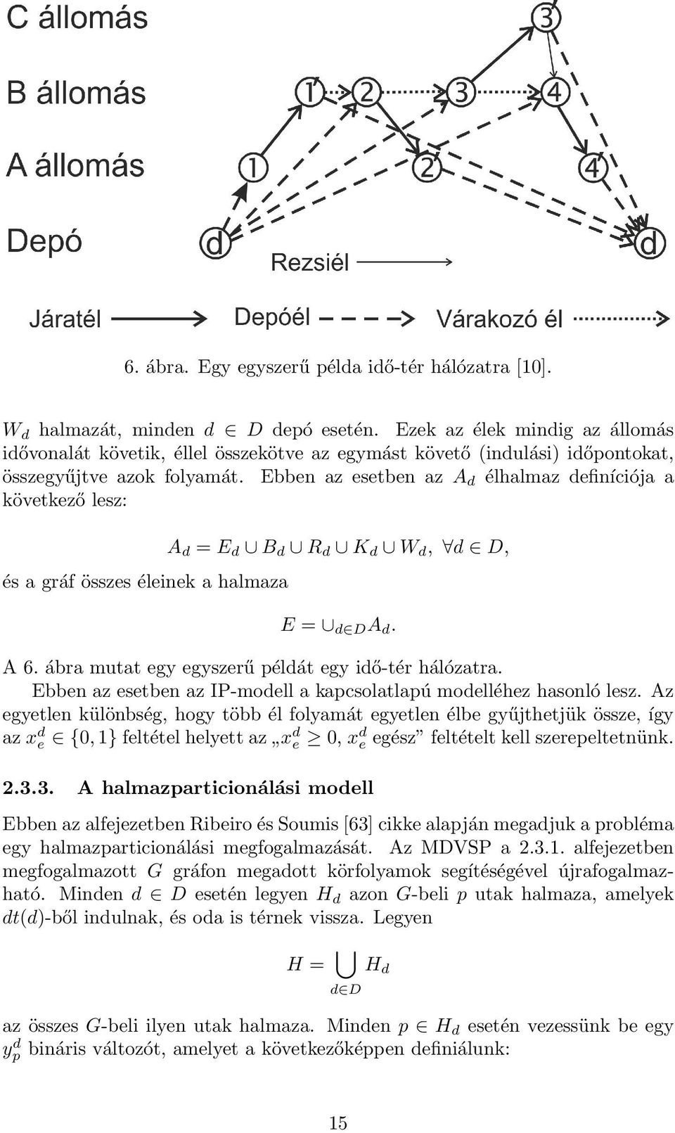 Ebben az esetben az A d élhalmaz definíciója a következő lesz: és a gráf összes éleinek a halmaza A d = E d B d R d K d W d, d D, E = d D A d. A 6.