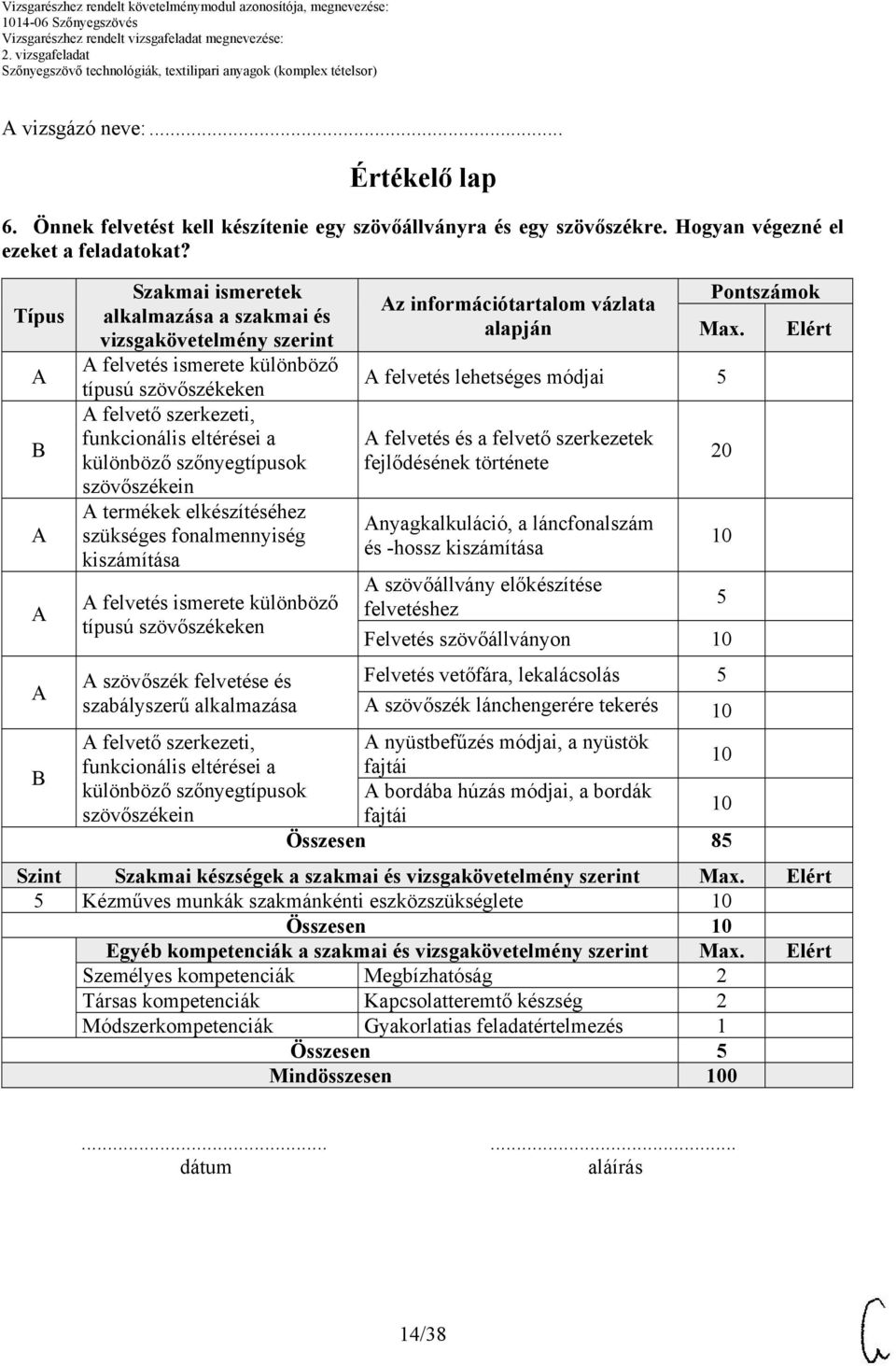 szövőszékein termékek elkészítéséhez szükséges fonalmennyiség kiszámítása felvetés ismerete különböző típusú szövőszékeken szövőszék felvetése és szabályszerű alkalmazása felvető szerkezeti,