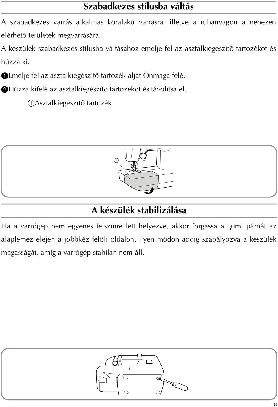 bhúzza kifelé az asztalkiegészítõ tartozékot és távolítsa el.