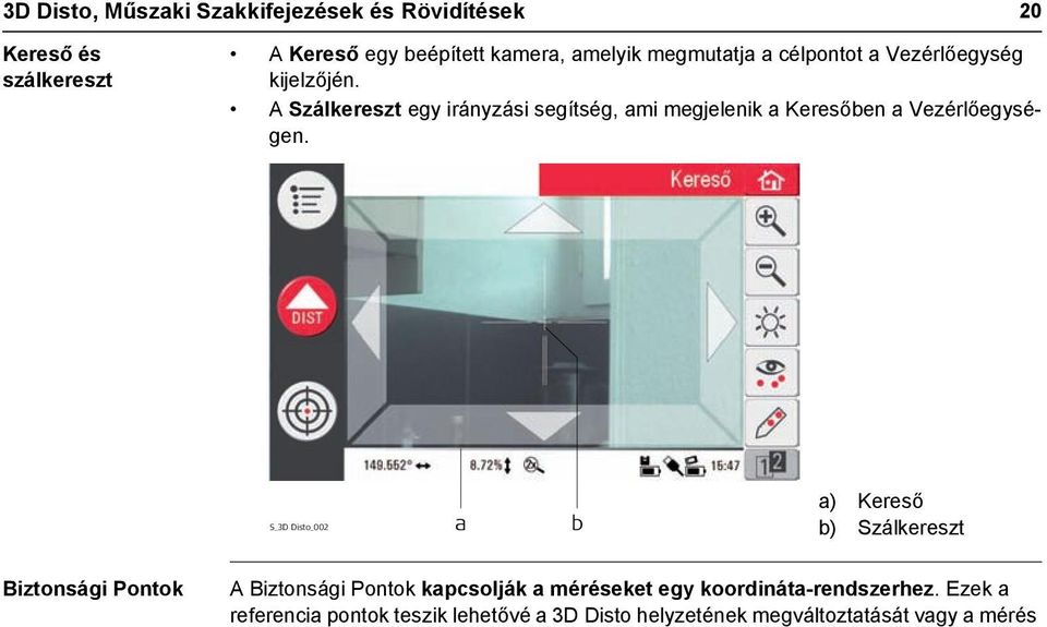 A Szálkereszt egy irányzási segítség, ami megjelenik a Keresőben a Vezérlőegységen.