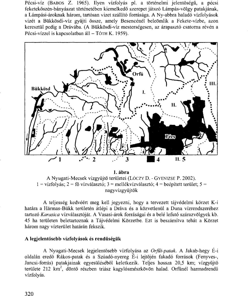 A Ny-abbra haladó vízfolyások vizét a Bükkösdi-víz gyűjti össze, amely Besencénél beleömlik a Fekete-vízbe, azon keresztül pedig a Drávába.