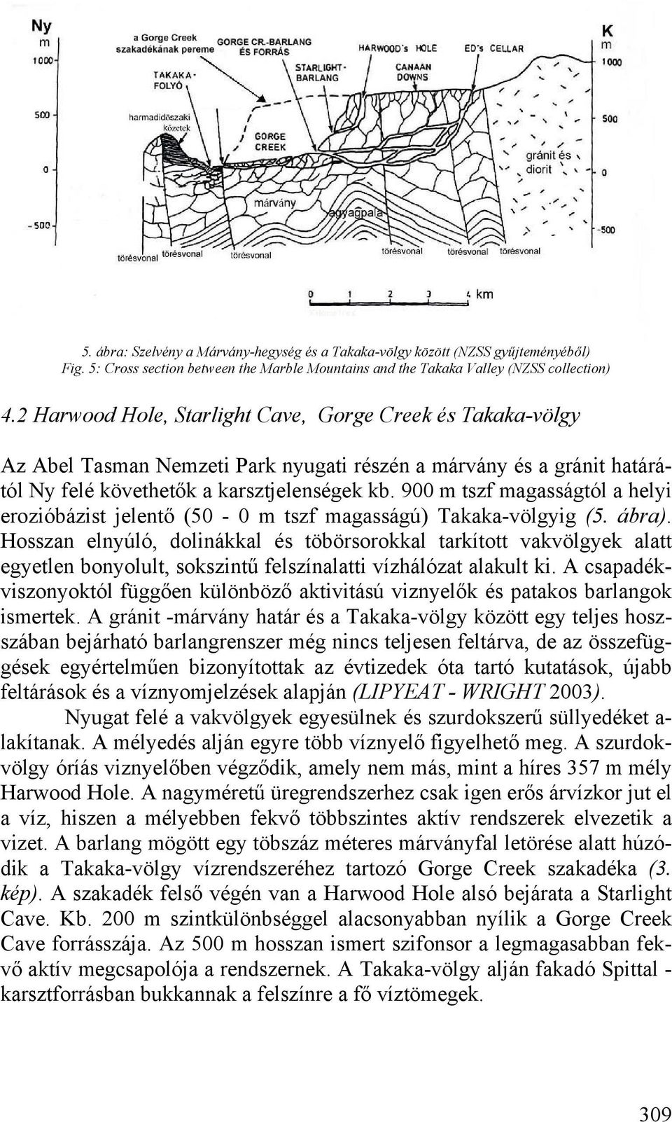 900 m tszf magasságtól a helyi erozióbázist jelentő (50-0 m tszf magasságú) Takaka-völgyig (5. ábra).