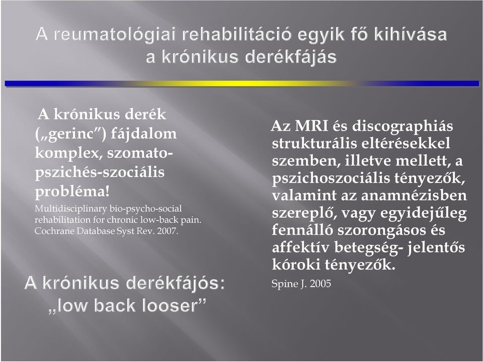 2007. Az MRI és discographiás strukturális eltérésekkel szemben, illetve mellett, a pszichoszociális