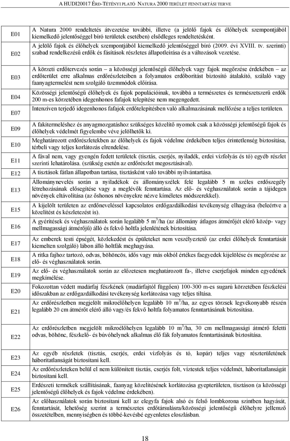 szerinti) szabad rendelkezésű erdők és fásítások részletes állapotleírása és a változások vezetése.