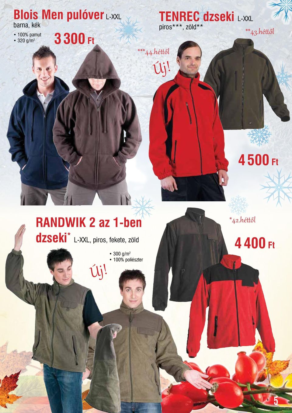 héttől 4 500 Ft RANDWIK 2 az 1-ben dzseki * L-XXL, piros,