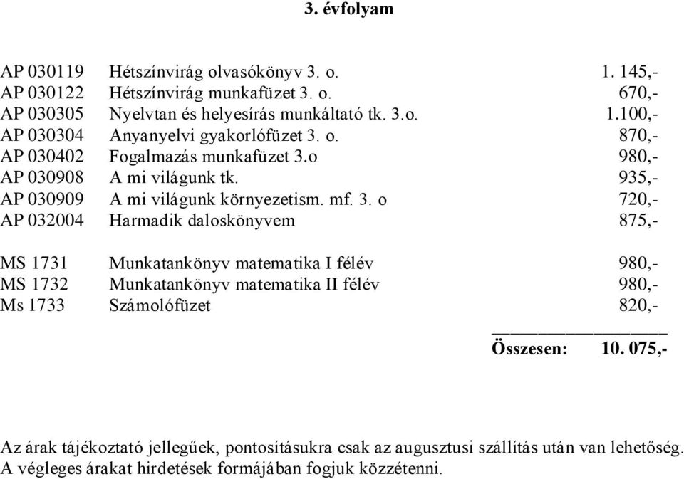 935,- AP 030909 A mi világunk környezetism. mf. 3.