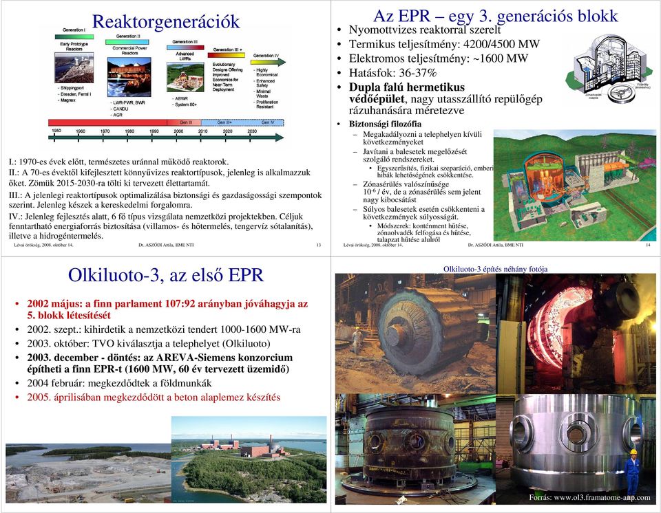 : Jelenleg fejlesztés alatt, 6 fı típus vizsgálata nemzetközi projektekben. Céljuk fenntartható energiaforrás biztosítása (villamos- és hıtermelés, tengervíz sótalanítás), illetve a hidrogéntermelés.