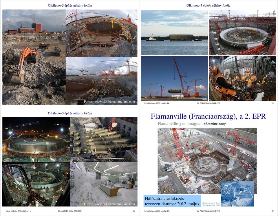 ASZÓDI Attila, BME NTI 18 Olkiluoto-3 építés néhány fotója Flamanville (Franciaország), a 2. EPR Forrás: www.ol3.framatome-anp.