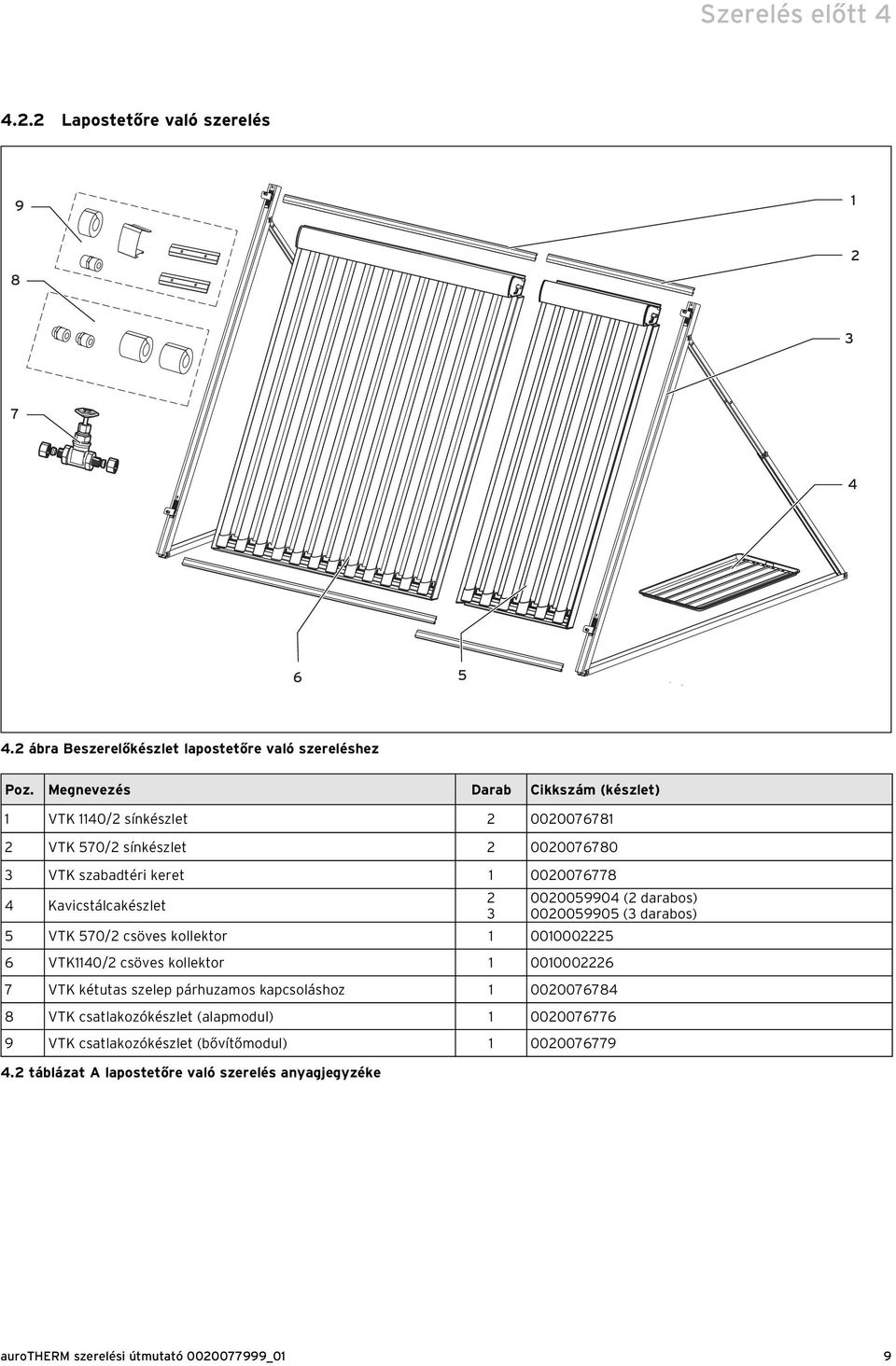 Kavicstálcakészlet 2 3 0020059904 (2 darabos) 0020059905 (3 darabos) 5 VTK 570/2 csöves kollektor 000002225 6 VTK40/2 csöves kollektor 000002226 7 VTK