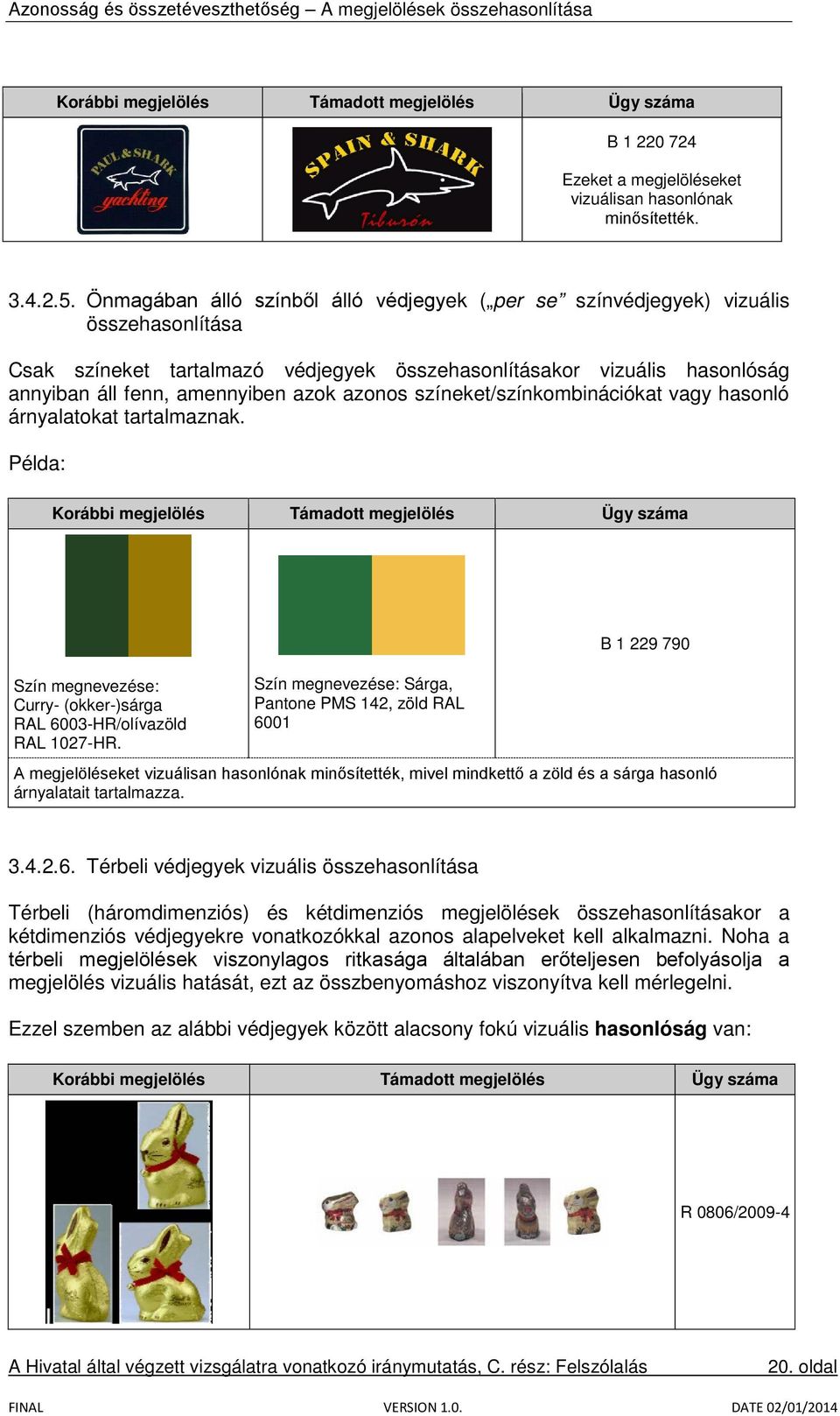 azonos színeket/színkombinációkat vagy hasonló árnyalatokat tartalmaznak. Példa: Szín megnevezése: Curry- (okker-)sárga RAL 6003-HR/olívazöld RAL 1027-HR.