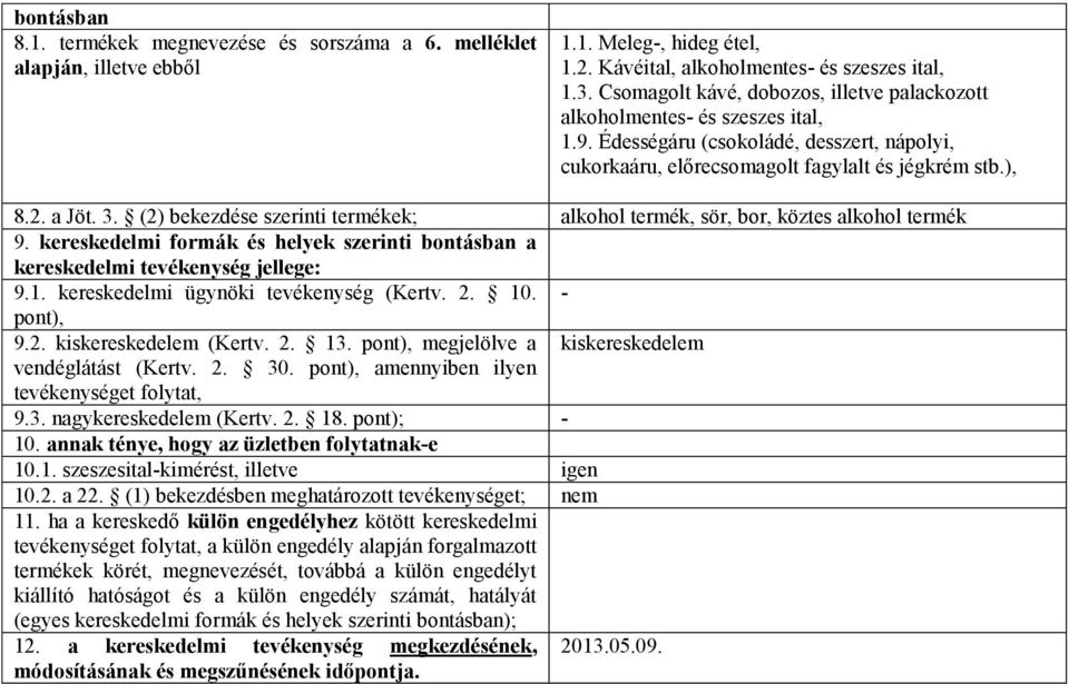 Édességáru (csokoládé, desszert, nápolyi, cukorkaáru, előrecsomagolt fagylalt és jégkrém stb.), 8.2. a Jöt. 3.
