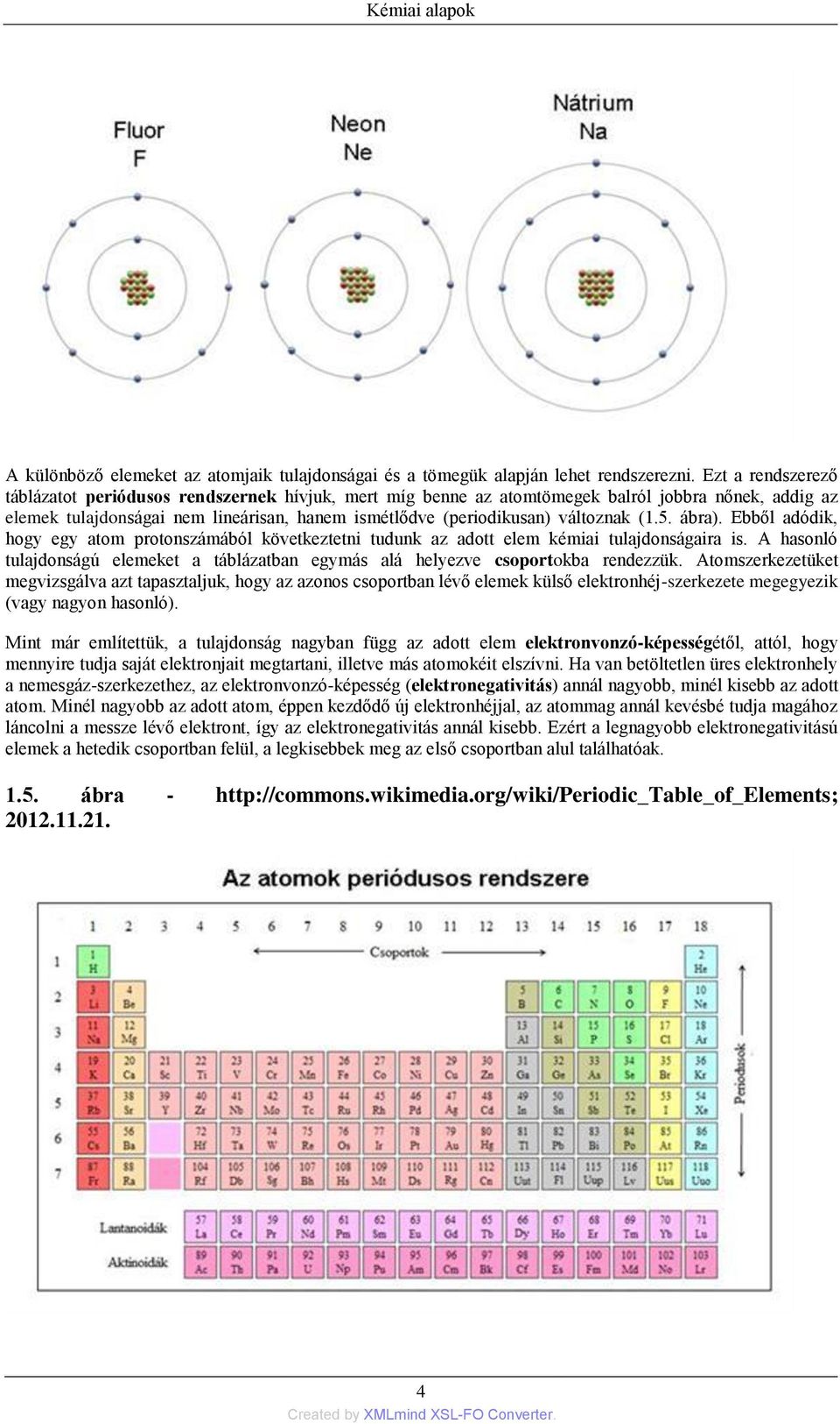 (1.5. ábra). Ebből adódik, hogy egy atom protonszámából következtetni tudunk az adott elem kémiai tulajdonságaira is.