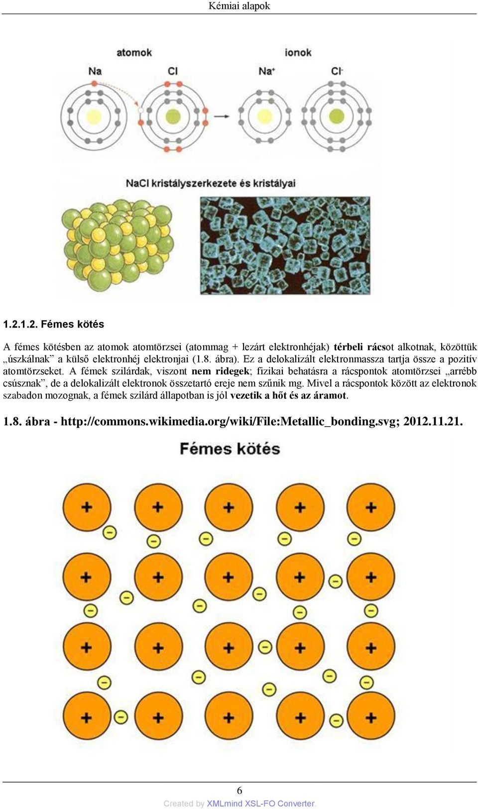 elektronjai (1.8. ábra). Ez a delokalizált elektronmassza tartja össze a pozitív atomtörzseket.