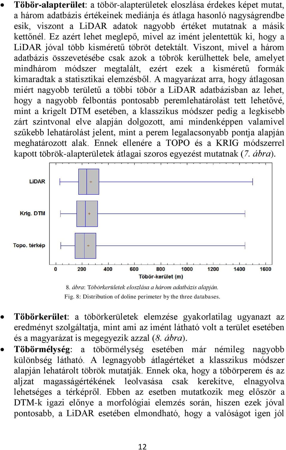 Viszont, mivel a három adatbázis összevetésébe csak azok a töbrök kerülhettek bele, amelyet mindhárom módszer megtalált, ezért ezek a kisméretű formák kimaradtak a statisztikai elemzésből.