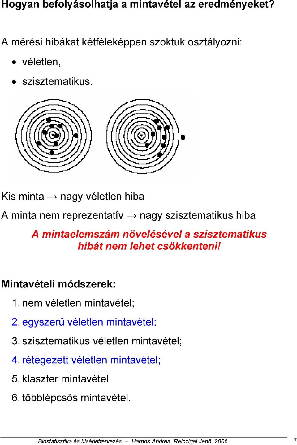 csökkenteni! Mintavételi módszerek: 1. nem véletlen mintavétel; 2. egyszerű véletlen mintavétel; 3. szisztematikus véletlen mintavétel; 4.