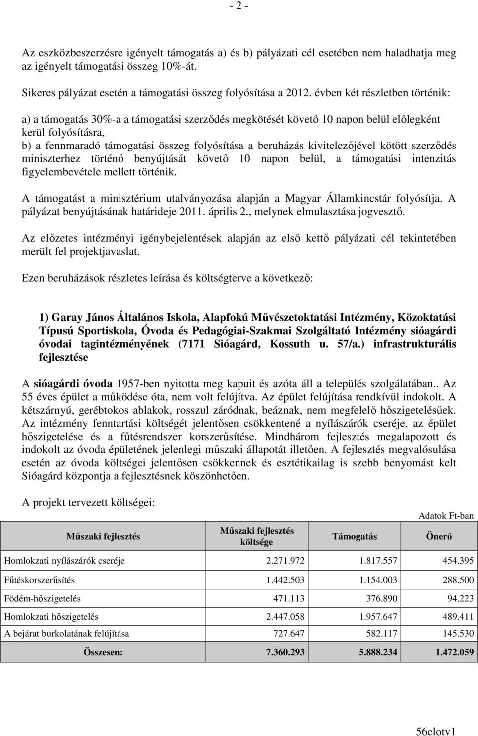 kivitelezıjével kötött szerzıdés miniszterhez történı benyújtását követı 10 napon belül, a támogatási intenzitás figyelembevétele mellett történik.