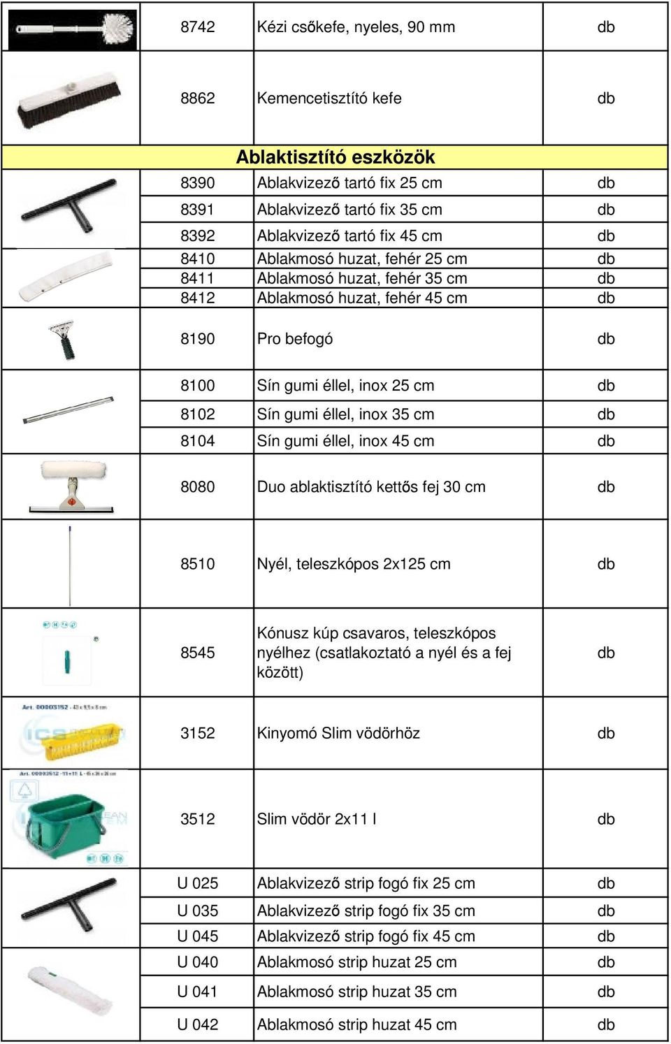 Duo ablaktisztító kett s fej 30 cm 8510 Nyél, teleszkópos 2x125 cm 8545 Kónusz kúp csavaros, teleszkópos nyélhez (csatlakoztató a nyél és a fej között) 3152 Kinyomó Slim vödörhöz 3512 Slim vödör 2x11