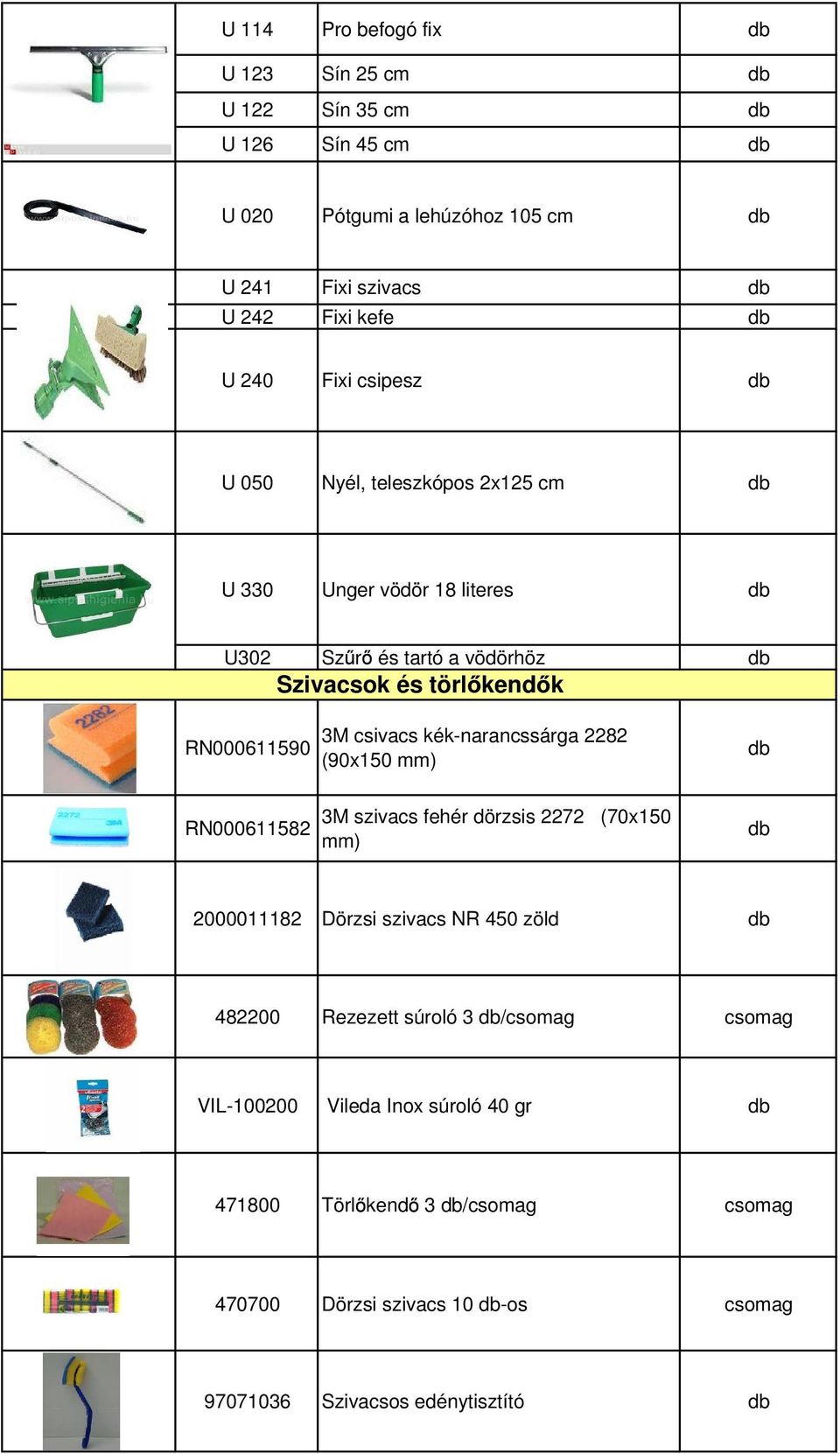 3M csivacs kék-narancssárga 2282 (90x150 mm) 3M szivacs fehér dörzsis 2272 (70x150 mm) 2000011182 Dörzsi szivacs NR 450 zöld 482200 Rezezett súroló 3