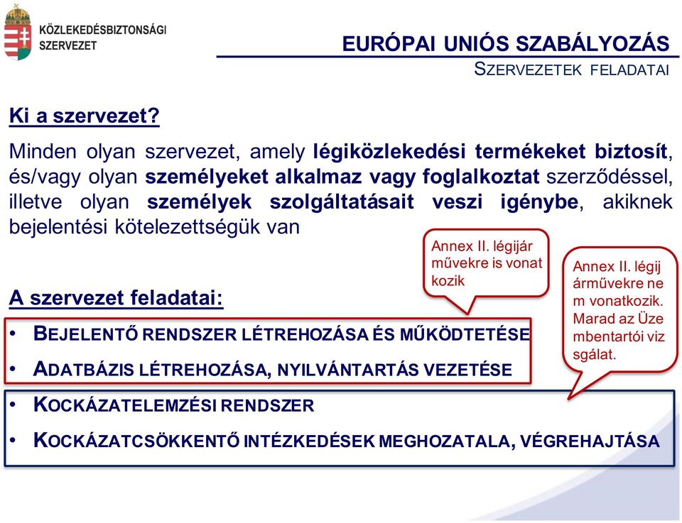 személyek szolgáltatásait veszi igénybe, akiknek bejelentési kötelezettségük van A szervezet feladatai: BEJELENTŐ RENDSZER LÉTREHOZÁSA ÉS MŰKÖDTETÉSE