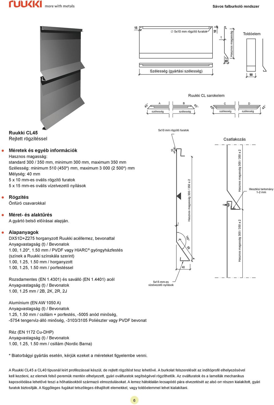 DX51D+Z275 horganyzo Ruukki acéllemez, bevonaal 1.00, 1.20*, 1.50 mm / PVDF vagy HIARC gyöngyházfesés (színek a Ruukki színskála szerin) 1.00, 1.25, 1.