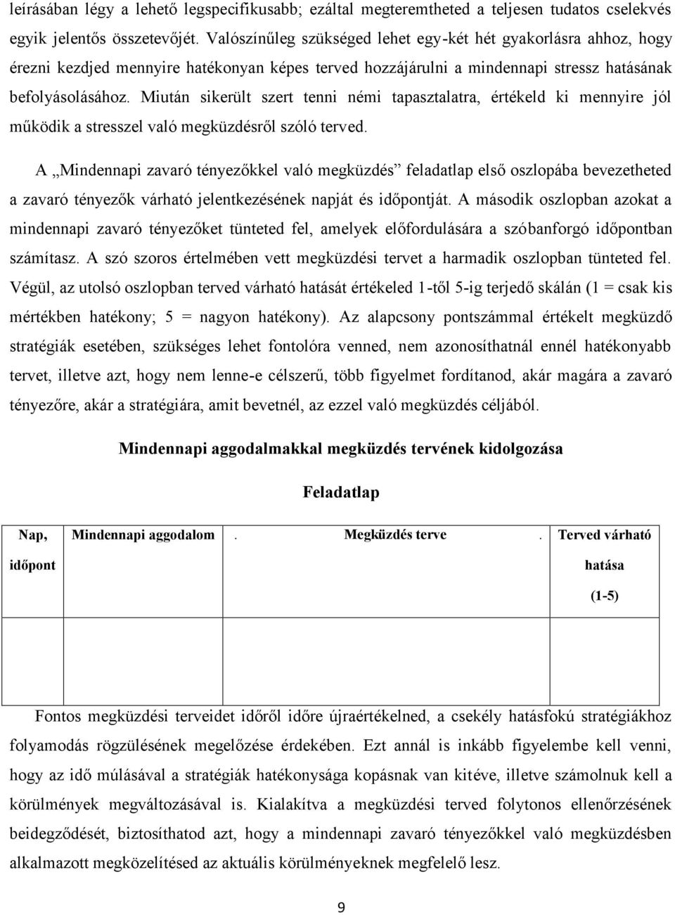 Miután sikerült szert tenni némi tapasztalatra, értékeld ki mennyire jól működik a stresszel való megküzdésről szóló terved.