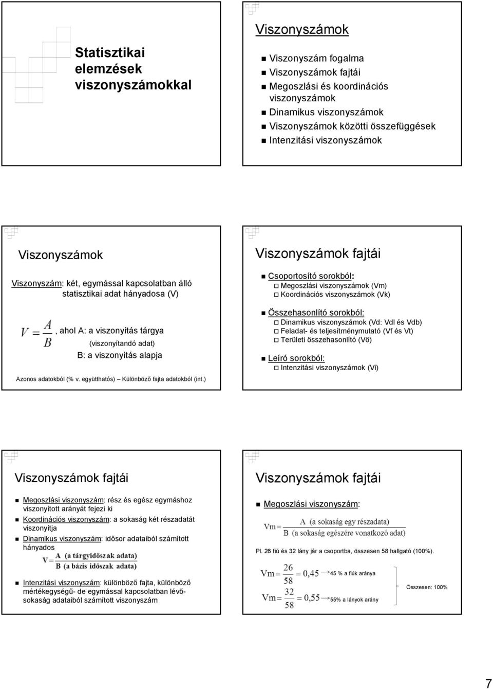 adatokból (% v. együtthatós) Különböző fajta adatokból (int.