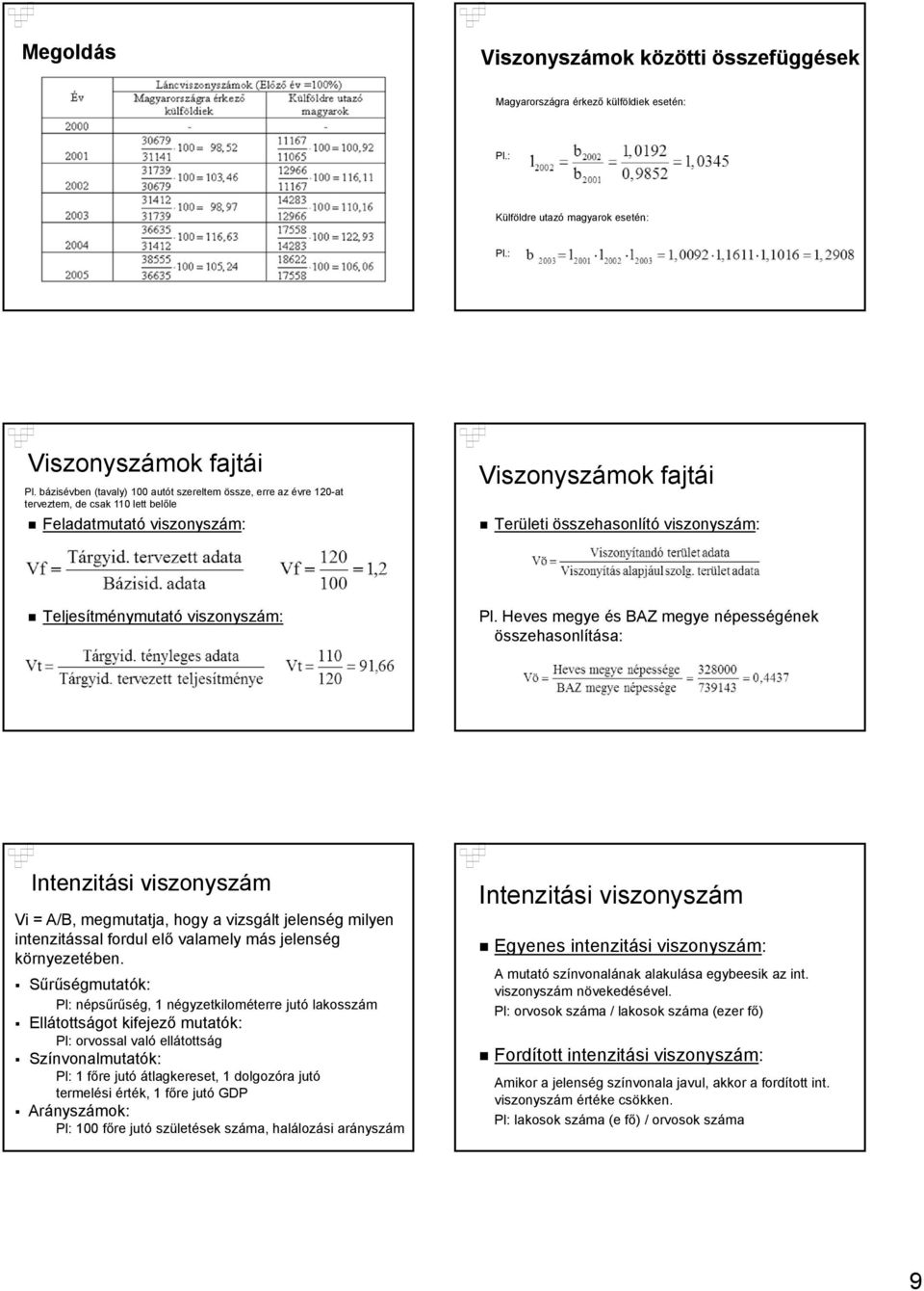 Teljesítménymutató viszonyszám: Pl.