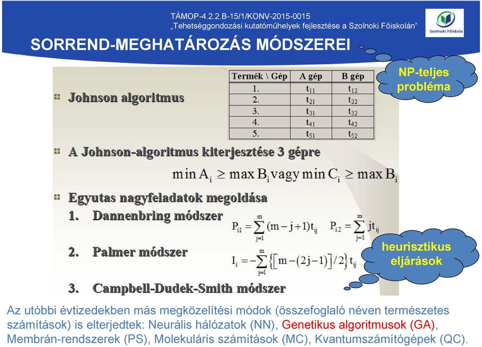 számítások) is elterjedtek: Neurális hálózatok (NN), Genetikus algoritmusok