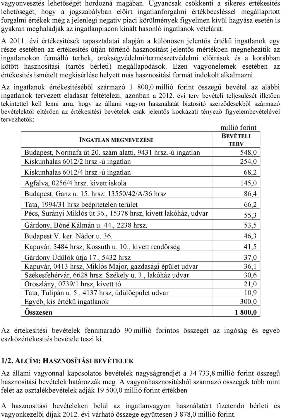 kívül hagyása esetén is gyakran meghaladják az ingatlanpiacon kínált hasonló ingatlanok vételárát. A 2011.