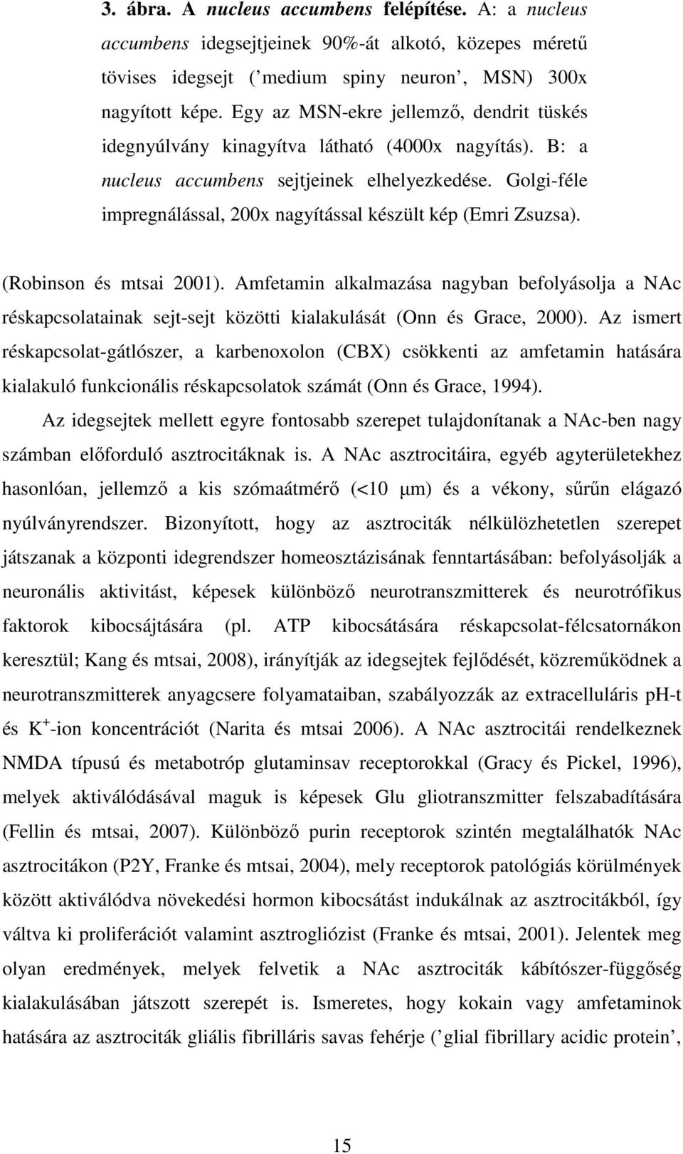 Golgi-féle impregnálással, 200x nagyítással készült kép (Emri Zsuzsa). (Robinson és mtsai 2001).