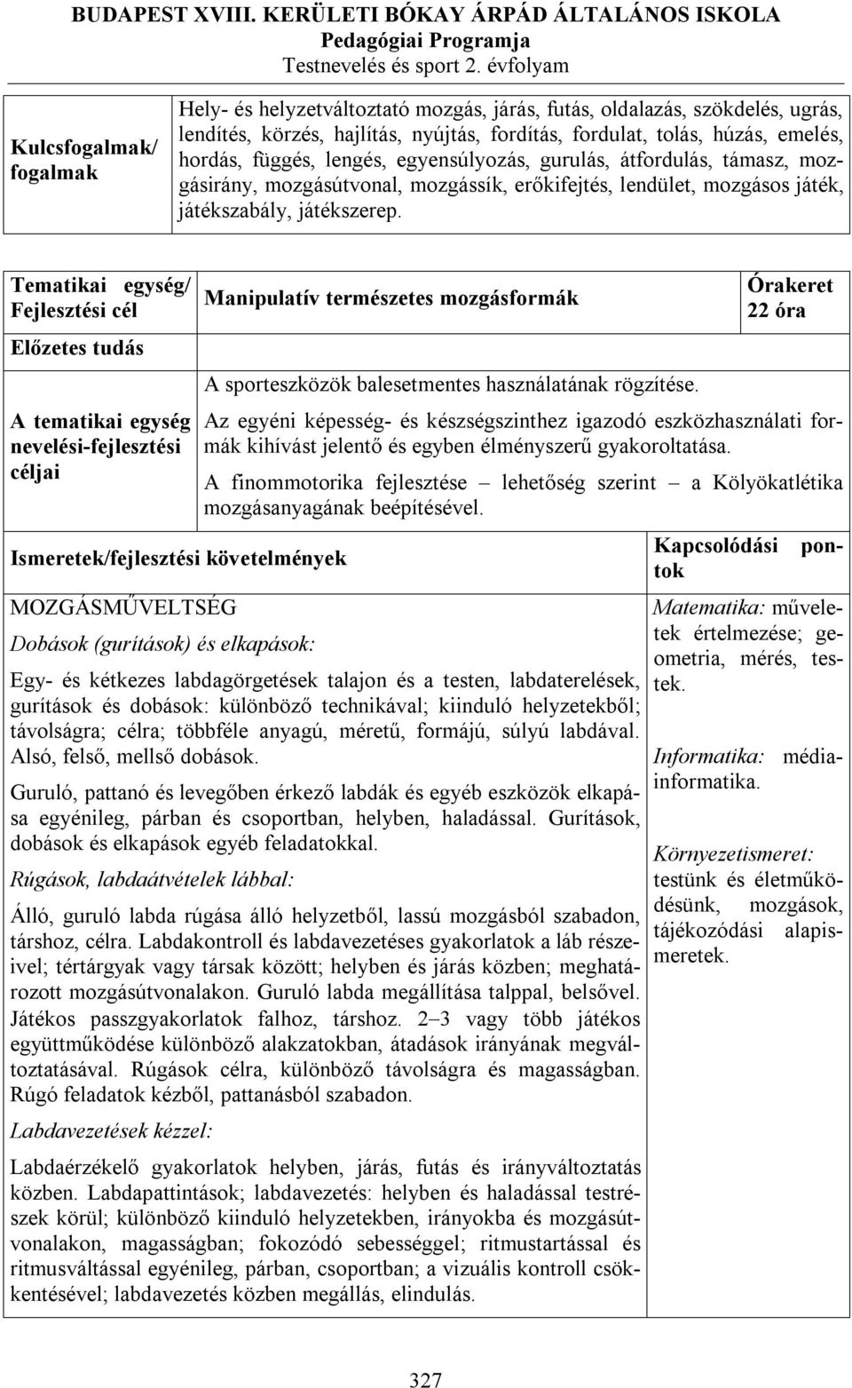 egyensúlyozás, gurulás, átfordulás, támasz, mozgásirány, mozgásútvonal, mozgássík, erőkifejtés, lendület, mozgásos játék, játékszabály, játékszerep.