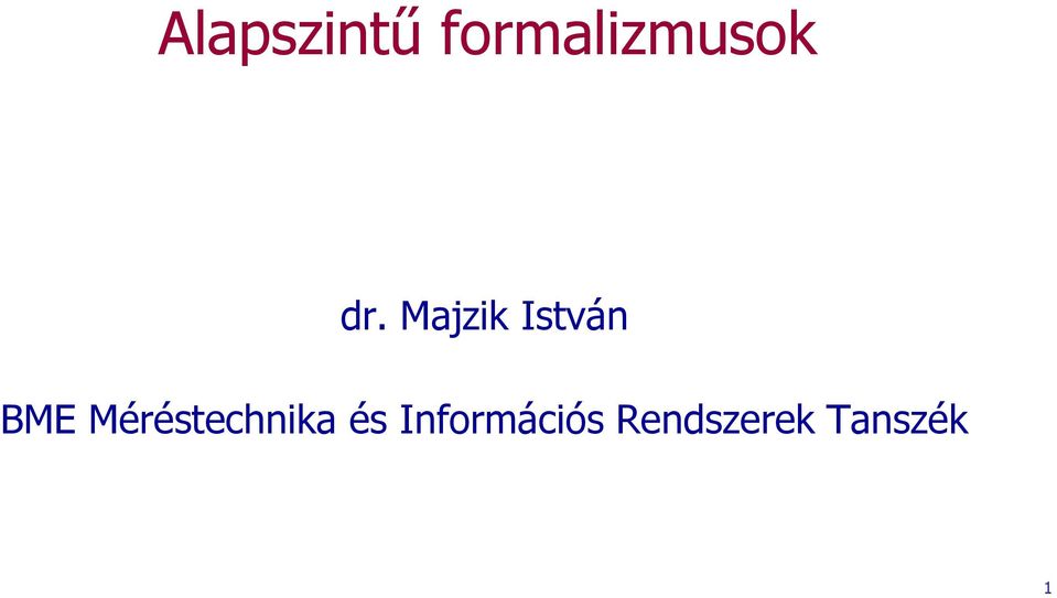 Majzik István BME