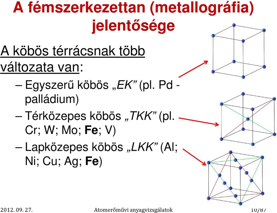 Pd - palládium) Térközepes köbös TKK (pl.