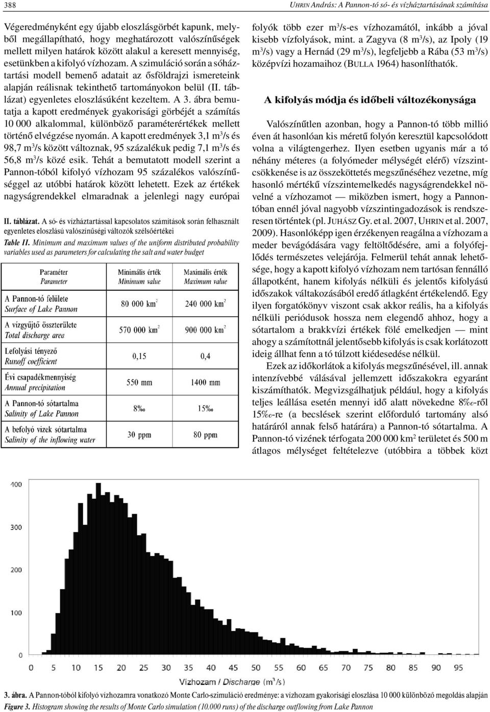 ábra bemutatja a kapott eredmények gyakorisági görbéjét a számítás 10 000 alkalommal, különböző paraméterértékek mellett történő elvégzése nyomán.