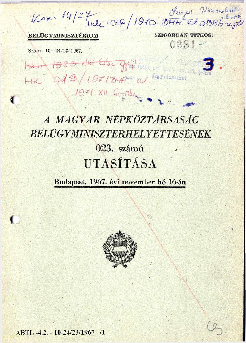 Szám: 10-24/23/1967.