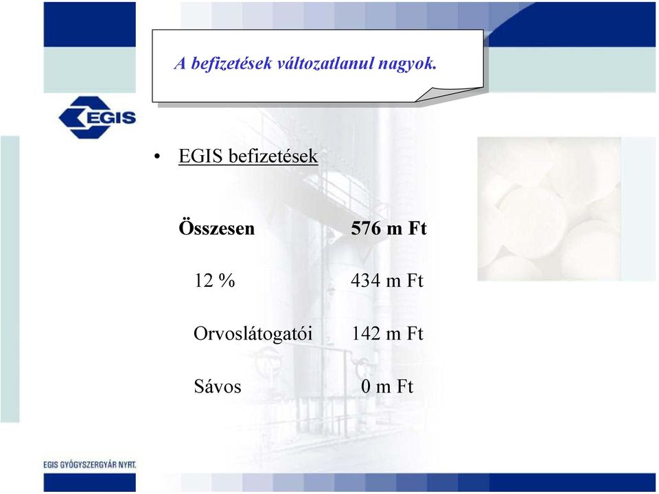 EGIS befizetések Összesen 576