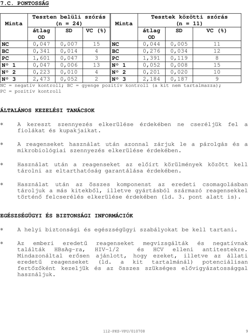 kit nem tartalmazza); PC = pozitív kontroll ÁLTALÁNOS KEZELÉSI TANÁCSOK A kereszt szennyezés elkerülése érdekében ne cseréljük fel a fiolákat és kupakjaikat.