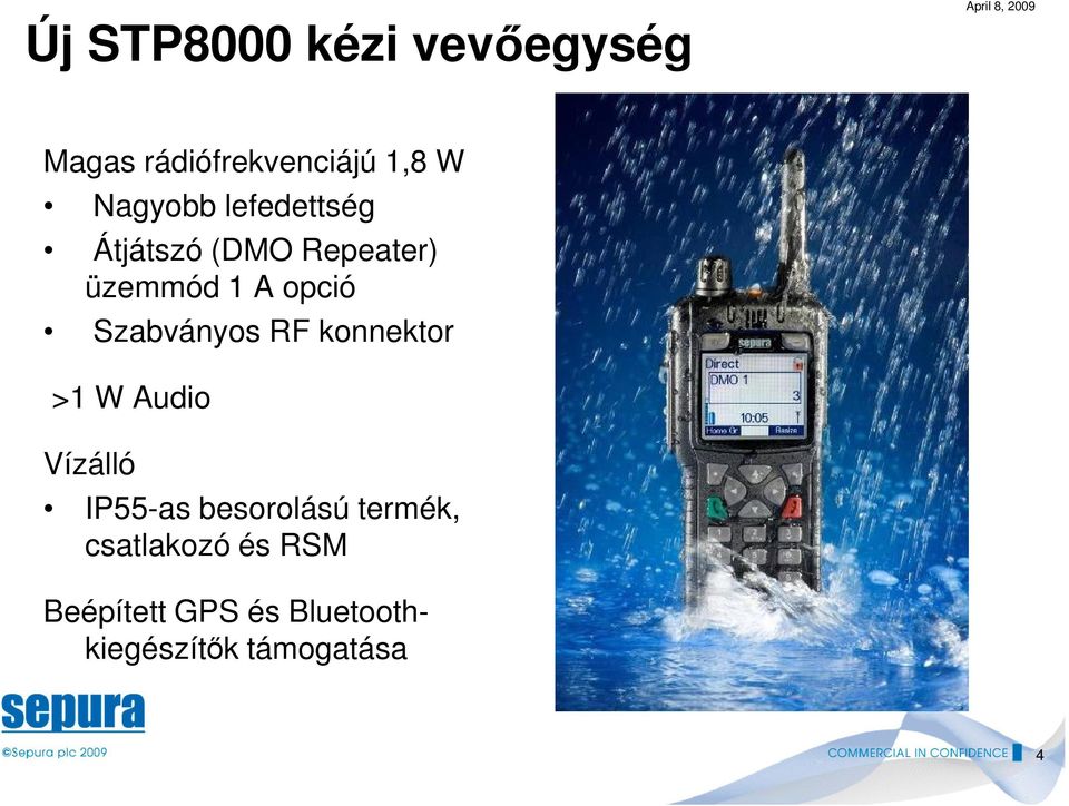 Szabványos RF konnektor >1 W Audio Vízálló IP55-as besorolású